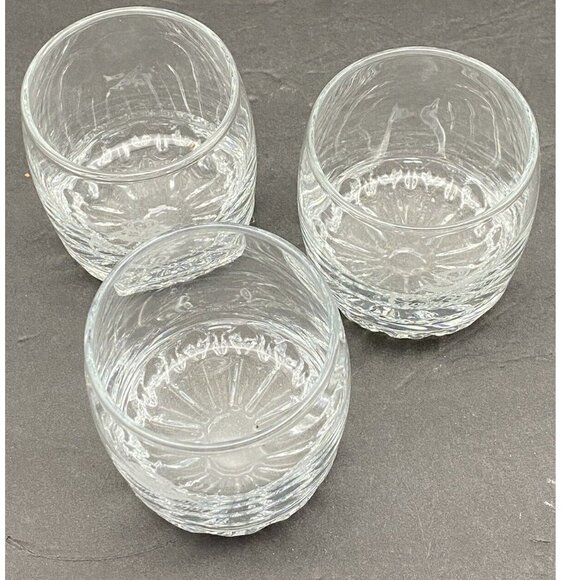 3 Crown Royal Whiskey Lowball Rocks Glasses Starburst Bottom Etched Logo - Picture 3 of 6